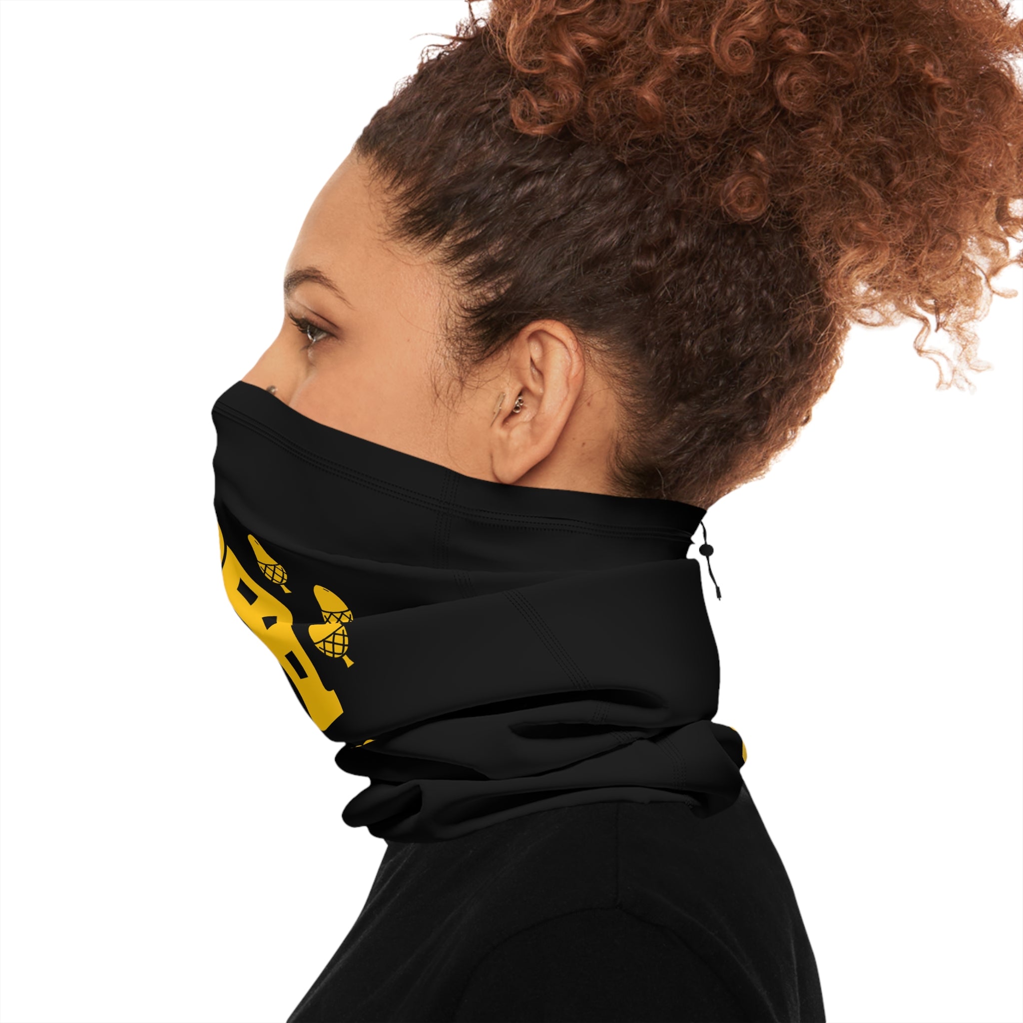 Classic Logo Cozy Winter Neck Gaiter with Drawstring - Black
