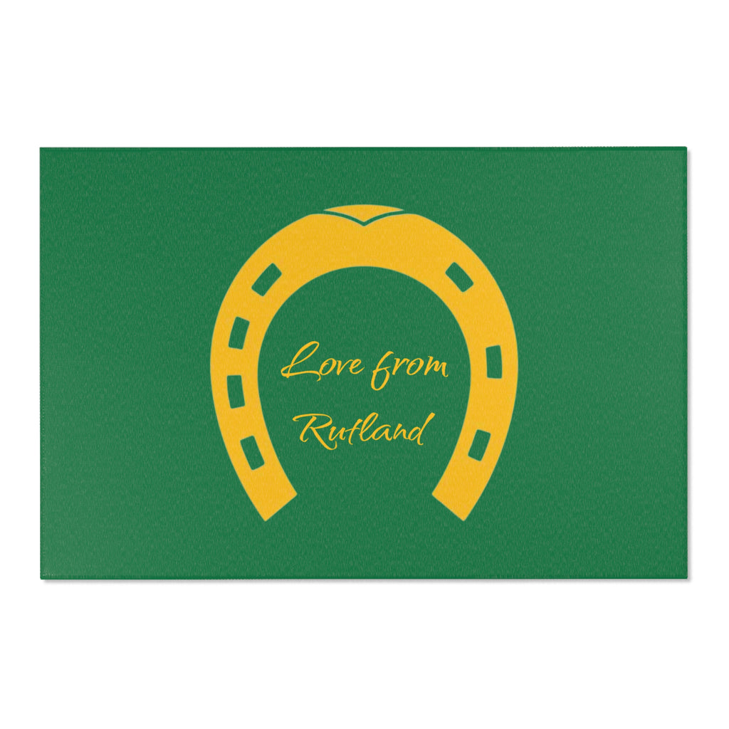 Classic Logo Area Rug - 'Love from Rutland' Accent Rug (Green & Gold)