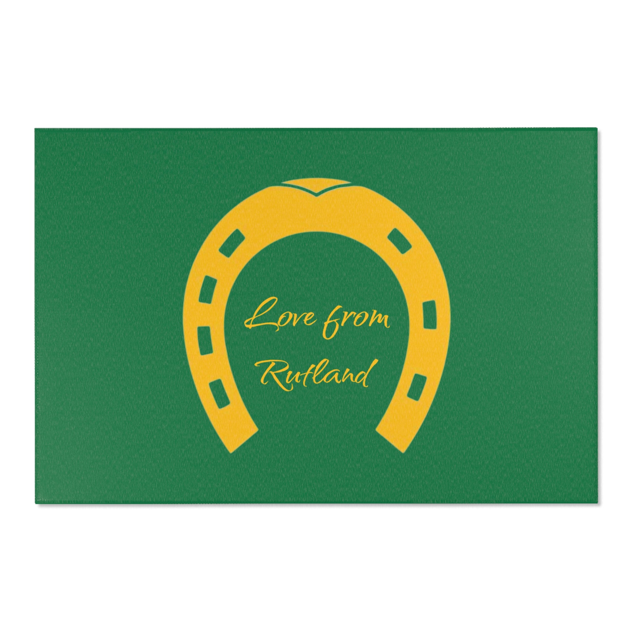 Classic Logo Area Rug - 'Love from Rutland' Accent Rug (Green & Gold)