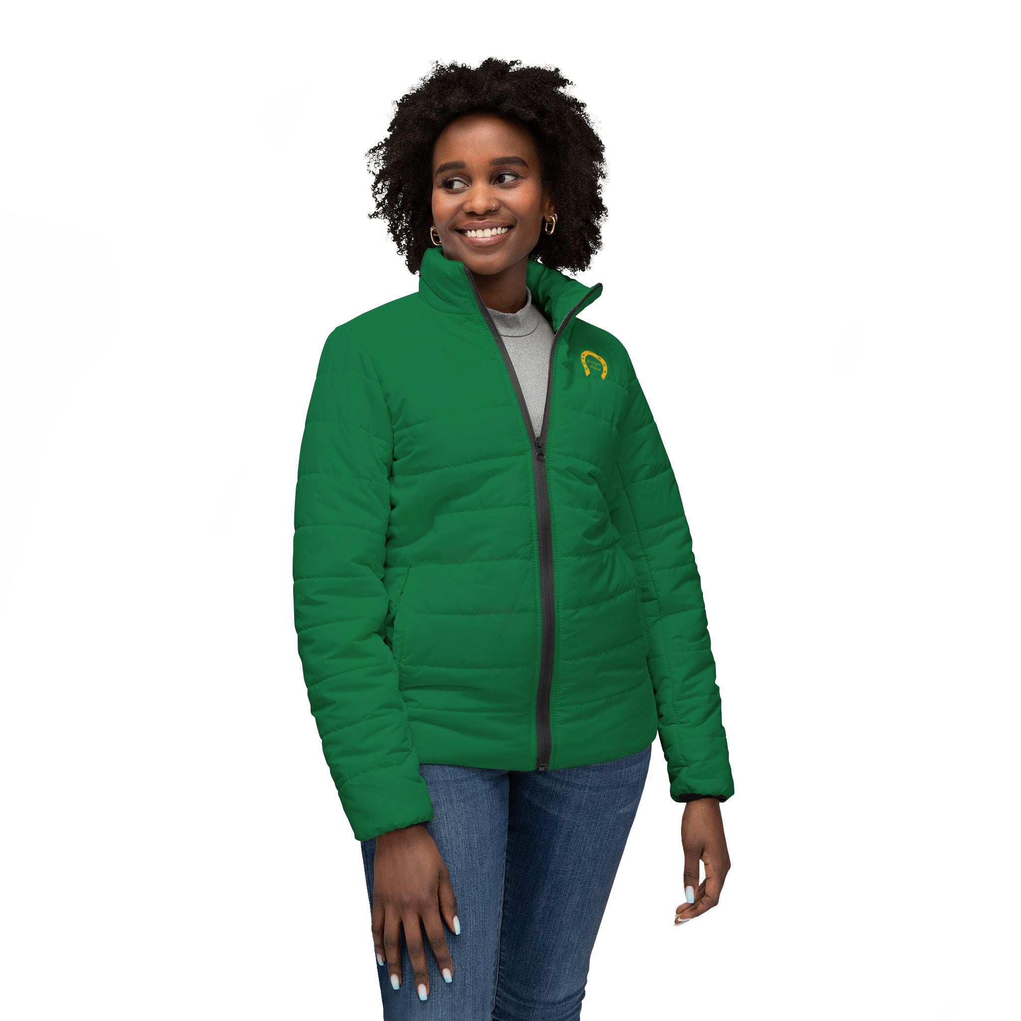 Classic Logo Love From Rutland Cozy Women's Puffer Jacket - Green