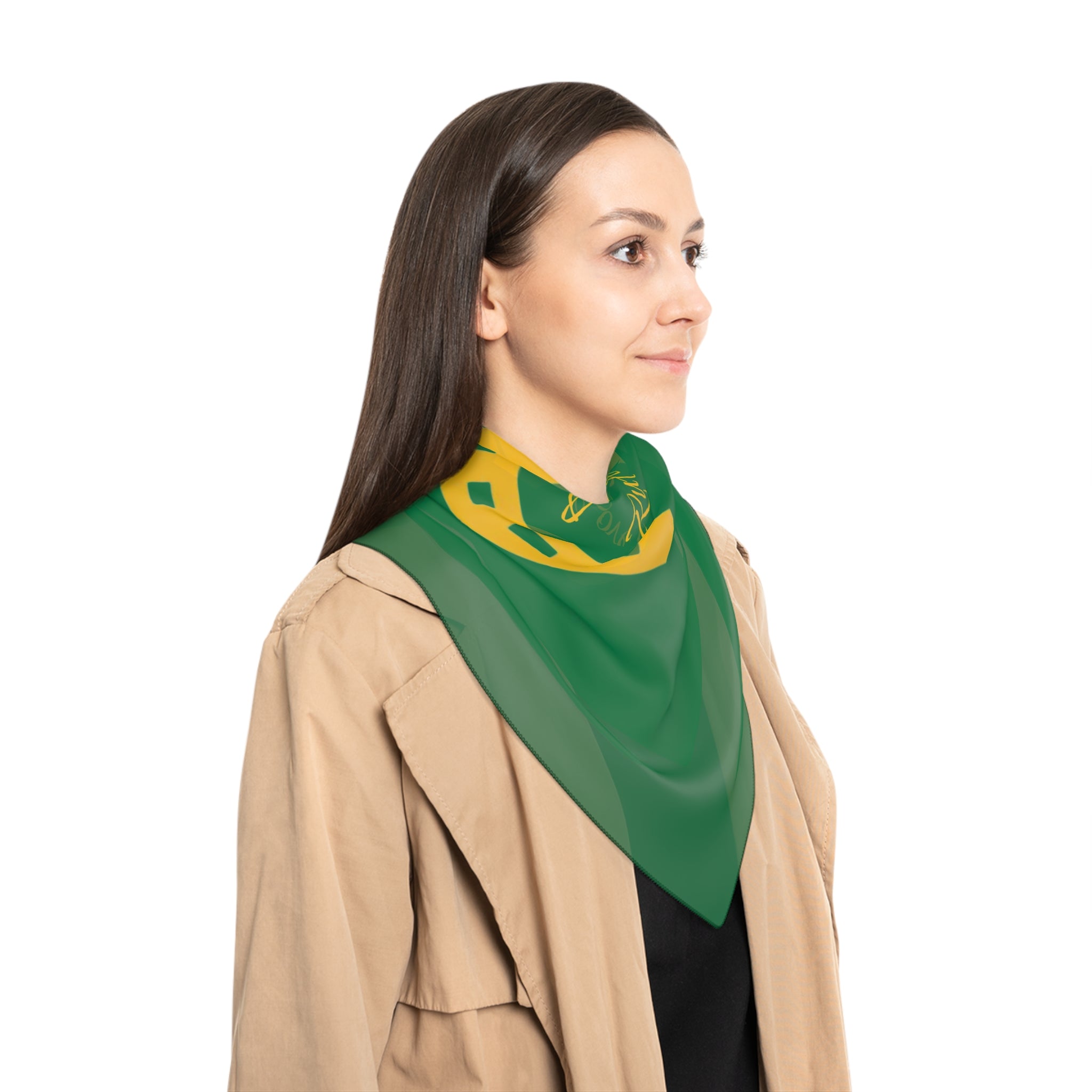 Classic Logo Green Silk Scarf