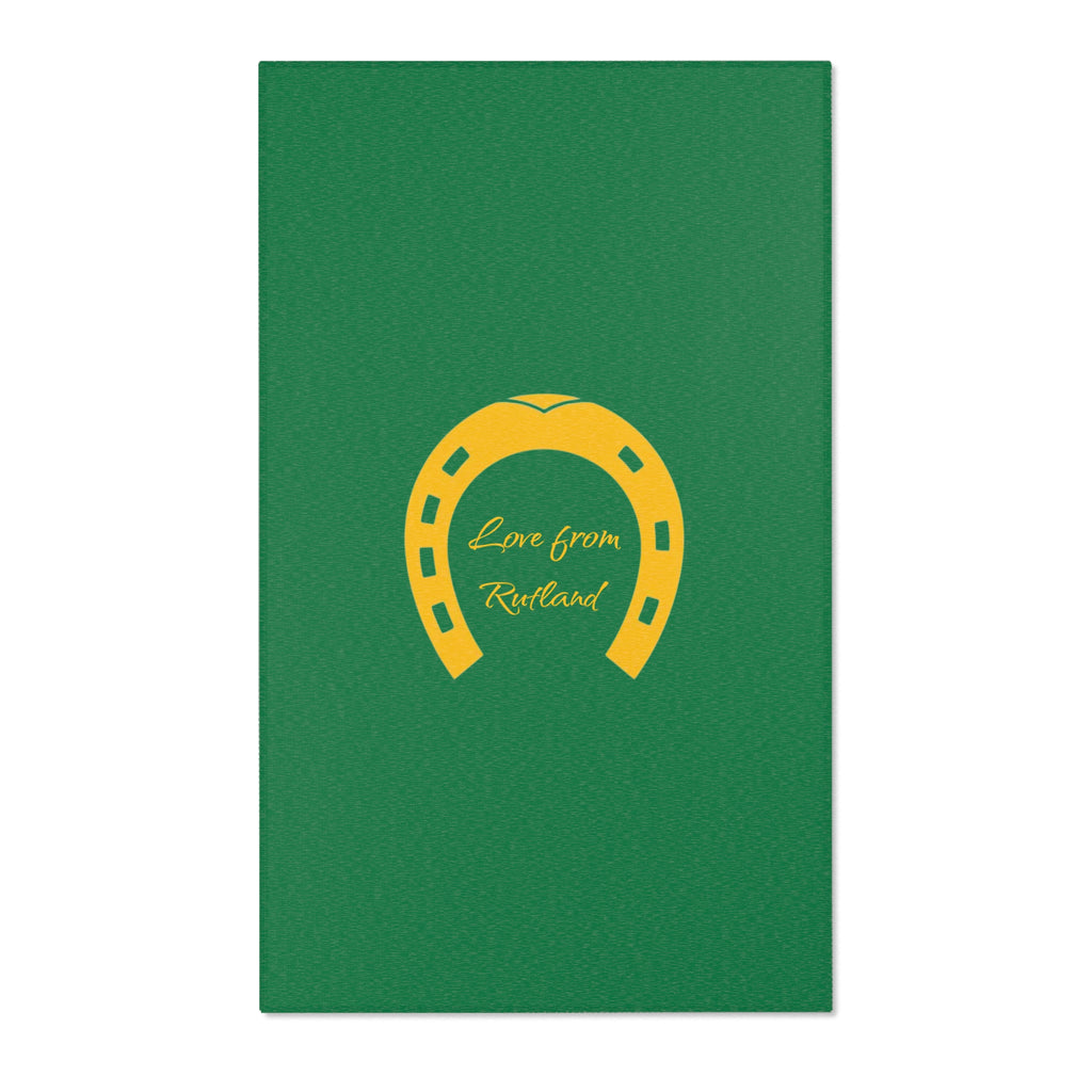 Classic Logo Area Rug - 'Love from Rutland' Accent Rug (Green & Gold)
