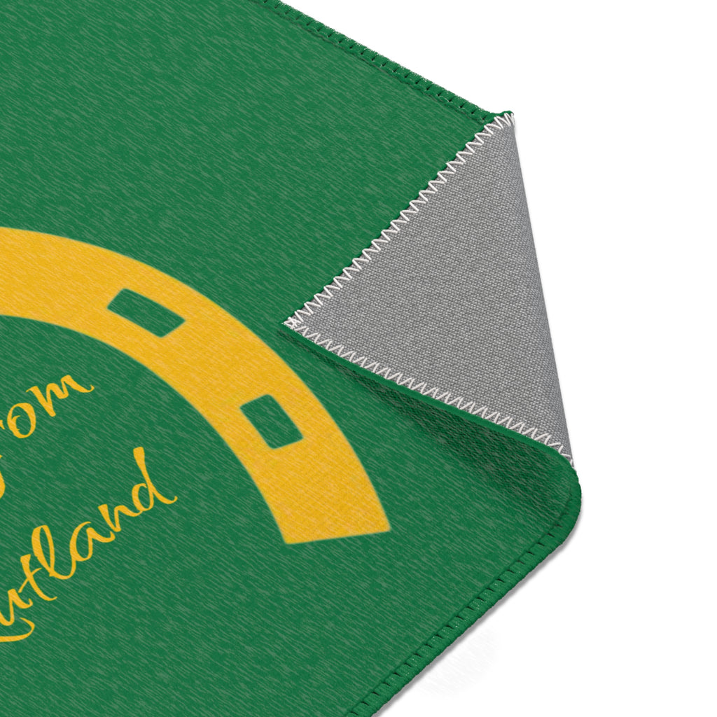 Classic Logo Area Rug - 'Love from Rutland' Accent Rug (Green & Gold)