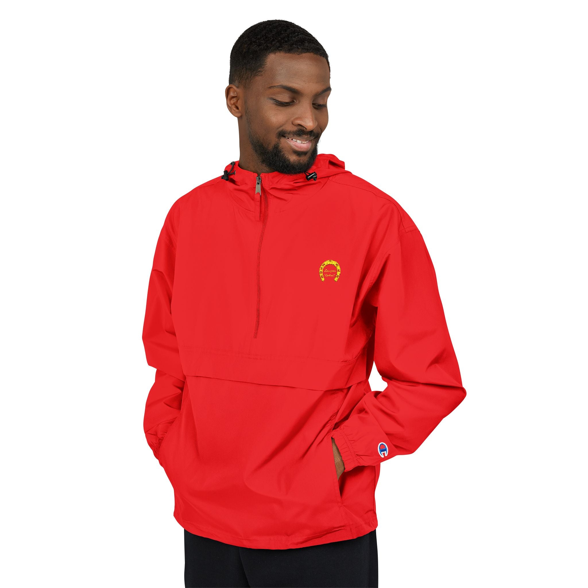 Classic Logo Champion Outdoor Anorak Jacket - Lightweight Rain Gear, Packable Windbreaker