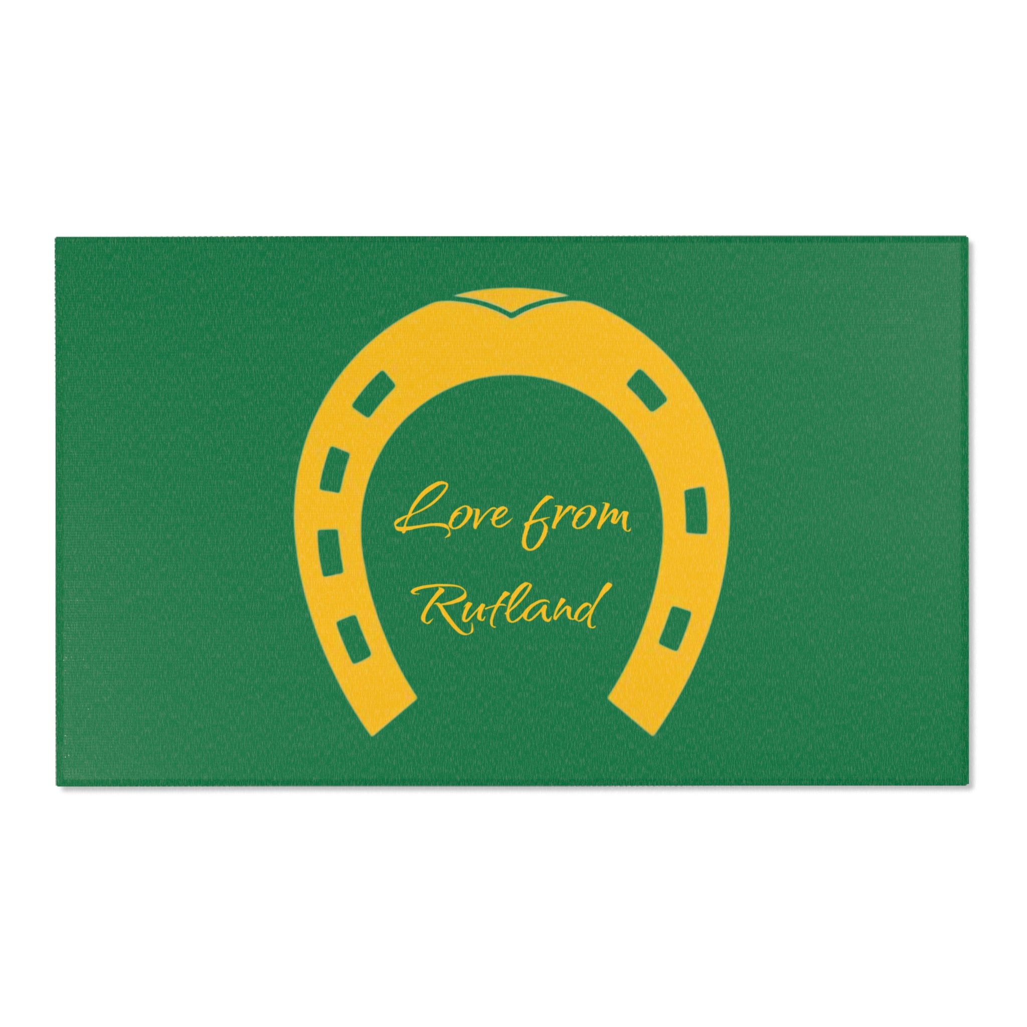 Classic Logo Area Rug - 'Love from Rutland' Accent Rug (Green & Gold)