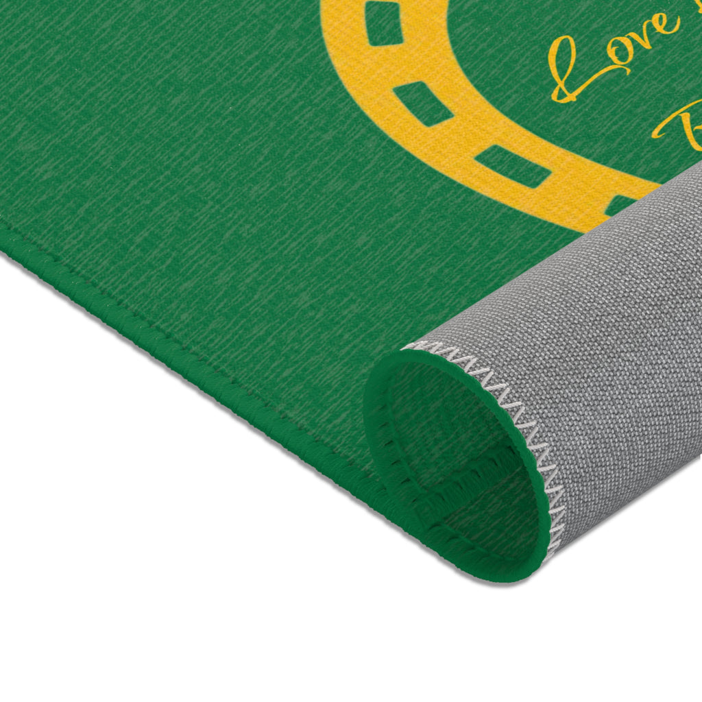 Classic Logo Area Rug - 'Love from Rutland' Accent Rug (Green & Gold)