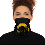 Classic Logo Cozy Winter Neck Gaiter with Drawstring - Black