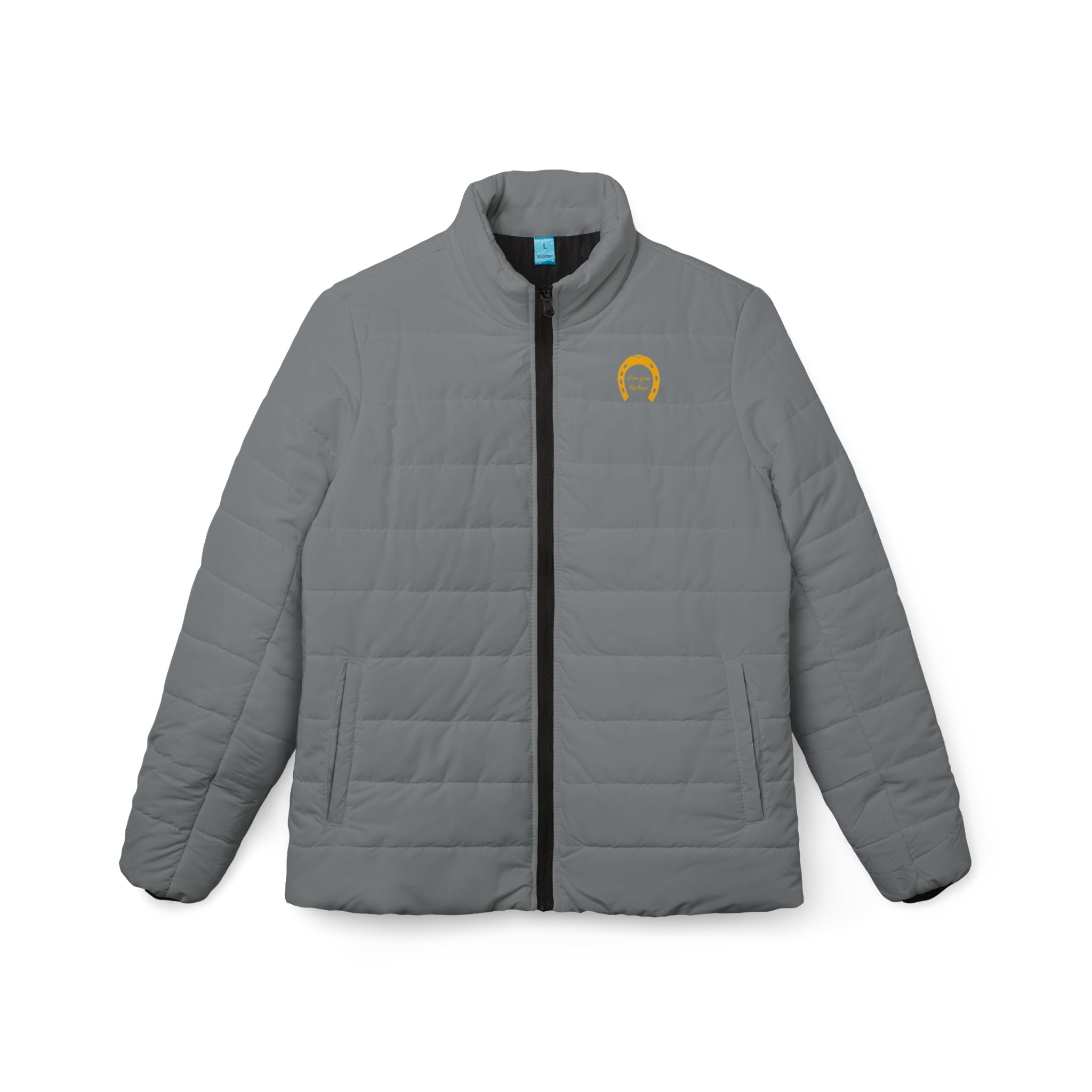 Classic Logo Love From Rutland Cozy Women's Puffer Jacket - Grey