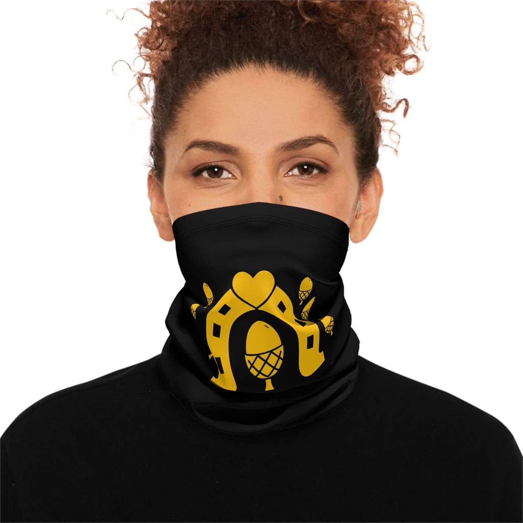 Classic Logo Cozy Winter Neck Gaiter with Drawstring - Black