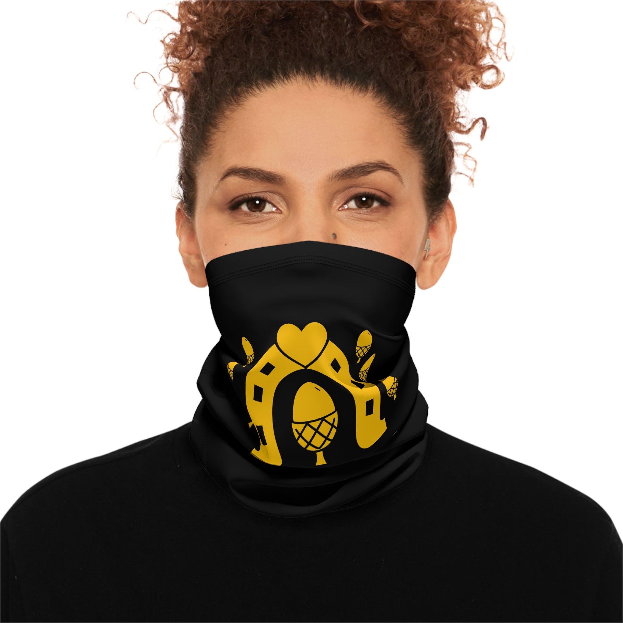 Classic Logo Cozy Winter Neck Gaiter with Drawstring - Black