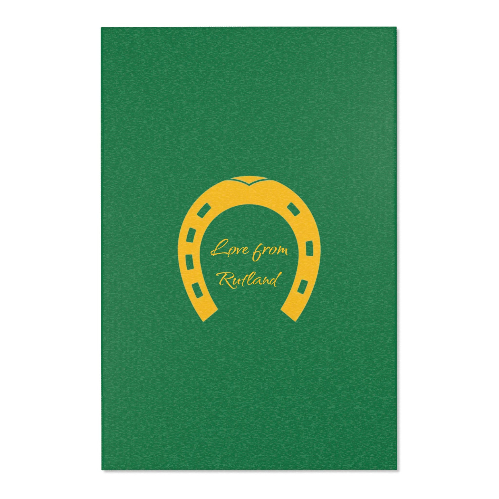 Classic Logo Area Rug - 'Love from Rutland' Accent Rug (Green & Gold)