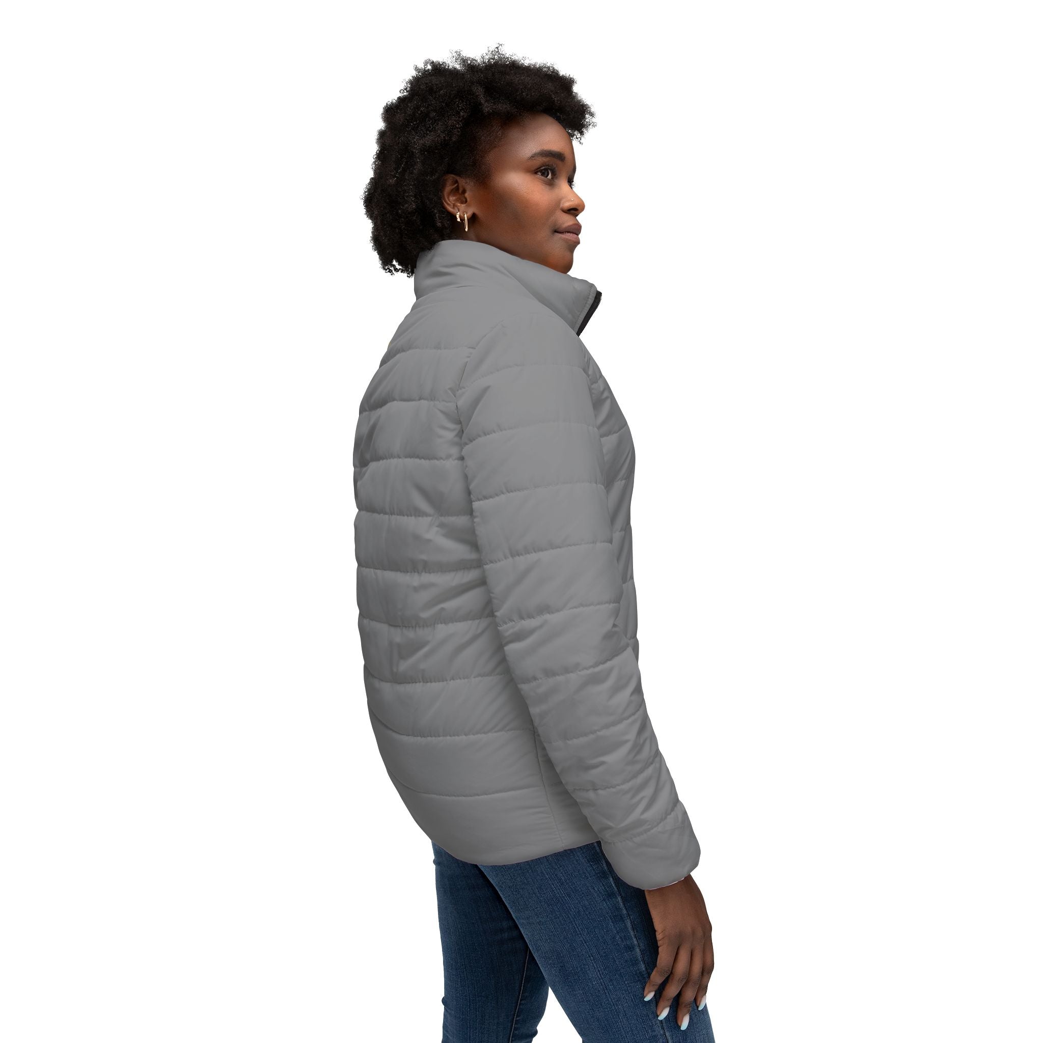 Classic Logo Love From Rutland Cozy Women's Puffer Jacket - Grey