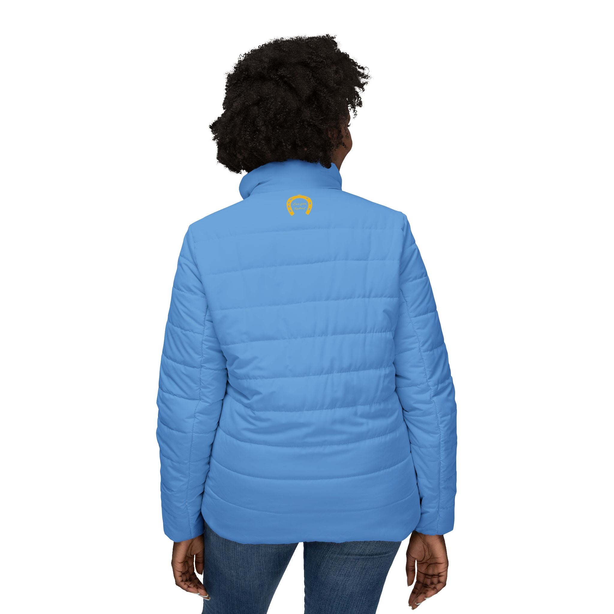 Classic Logo Love From Rutland Cozy Women's Puffer Jacket - Light Blue