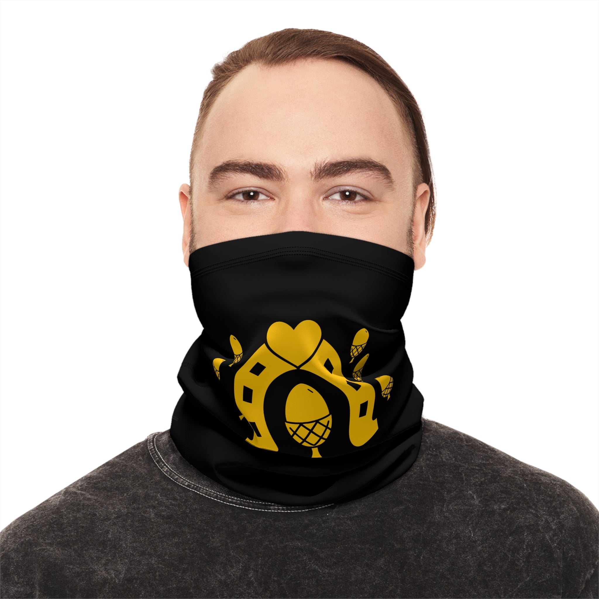 Classic Logo Cozy Winter Neck Gaiter with Drawstring - Black