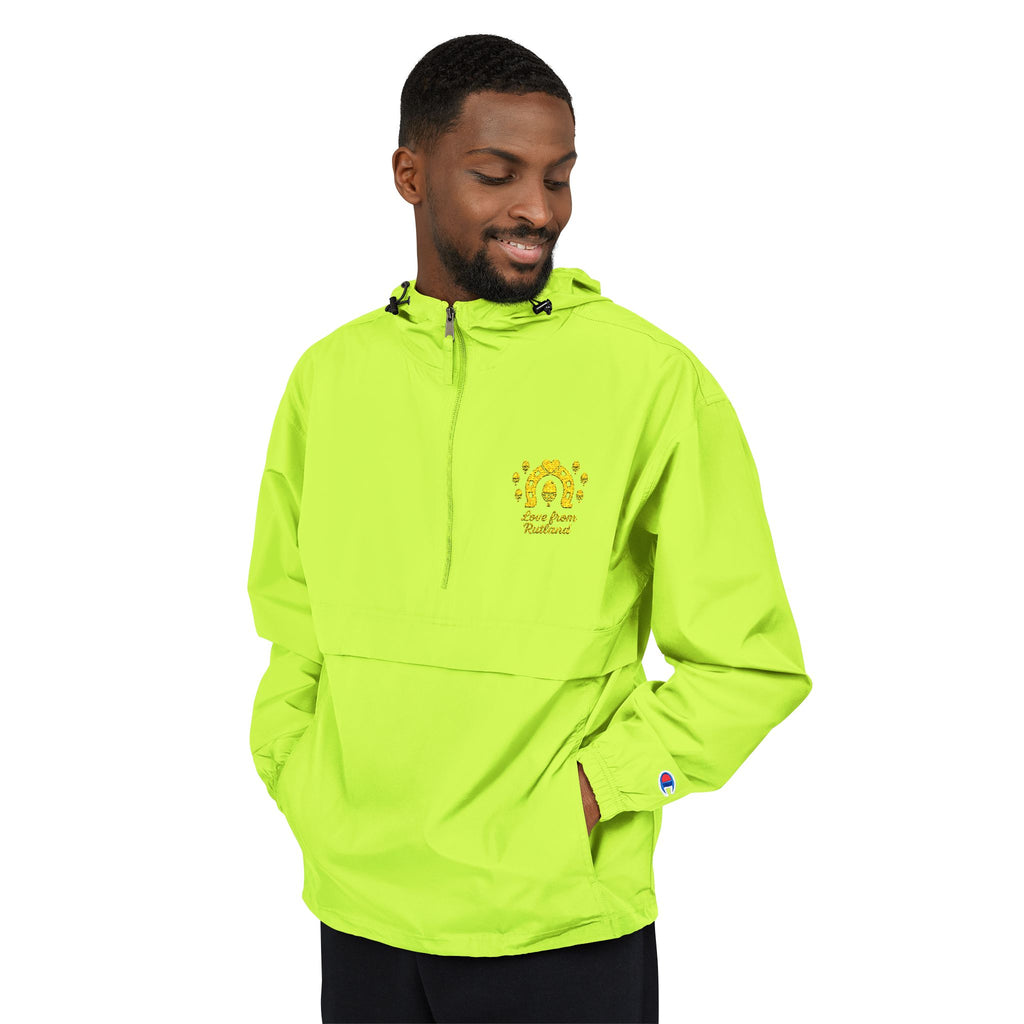 Classic Logo Champion Outdoor Anorak Jacket - Lightweight Rain Gear, Packable Windbreaker