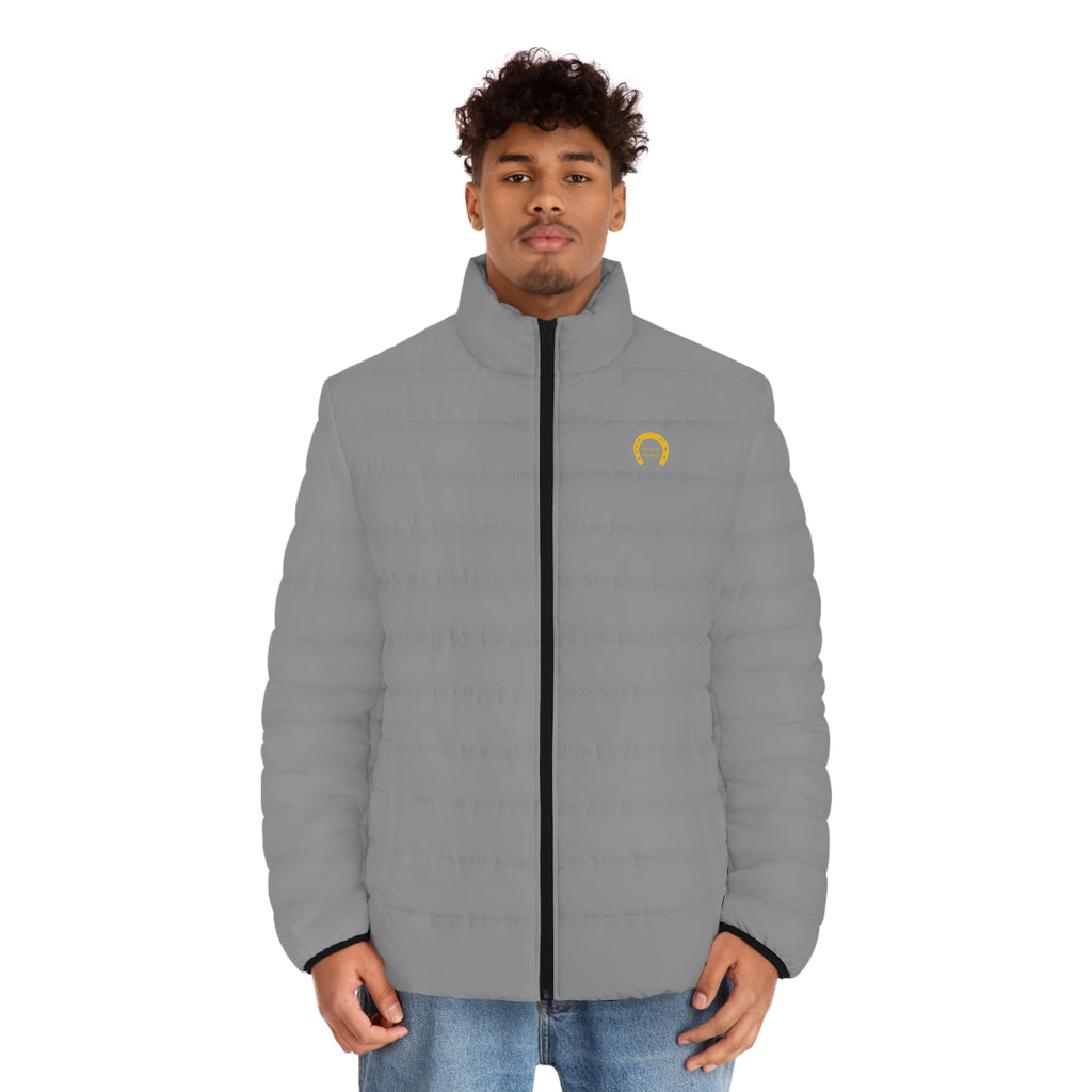 Classic Logo Grey Quilted Puffer Jacket — Men's Outerwear