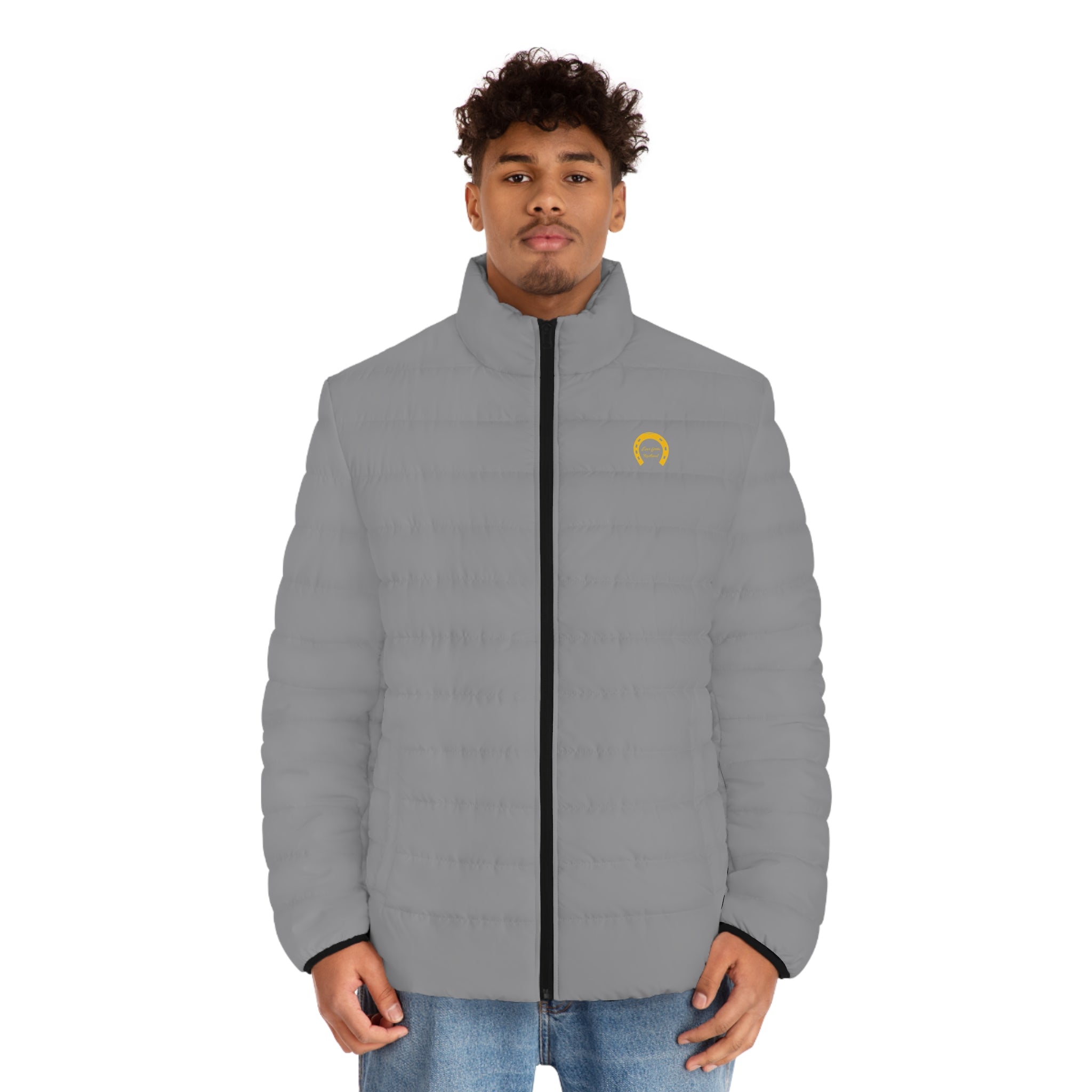 Classic Logo Grey Quilted Puffer Jacket — Men's Outerwear