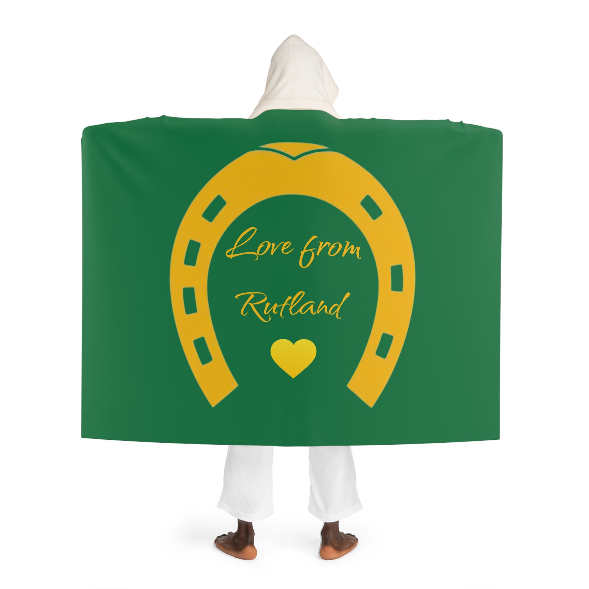 Horseshoe & Heart Hooded Sherpa Fleece Blanket