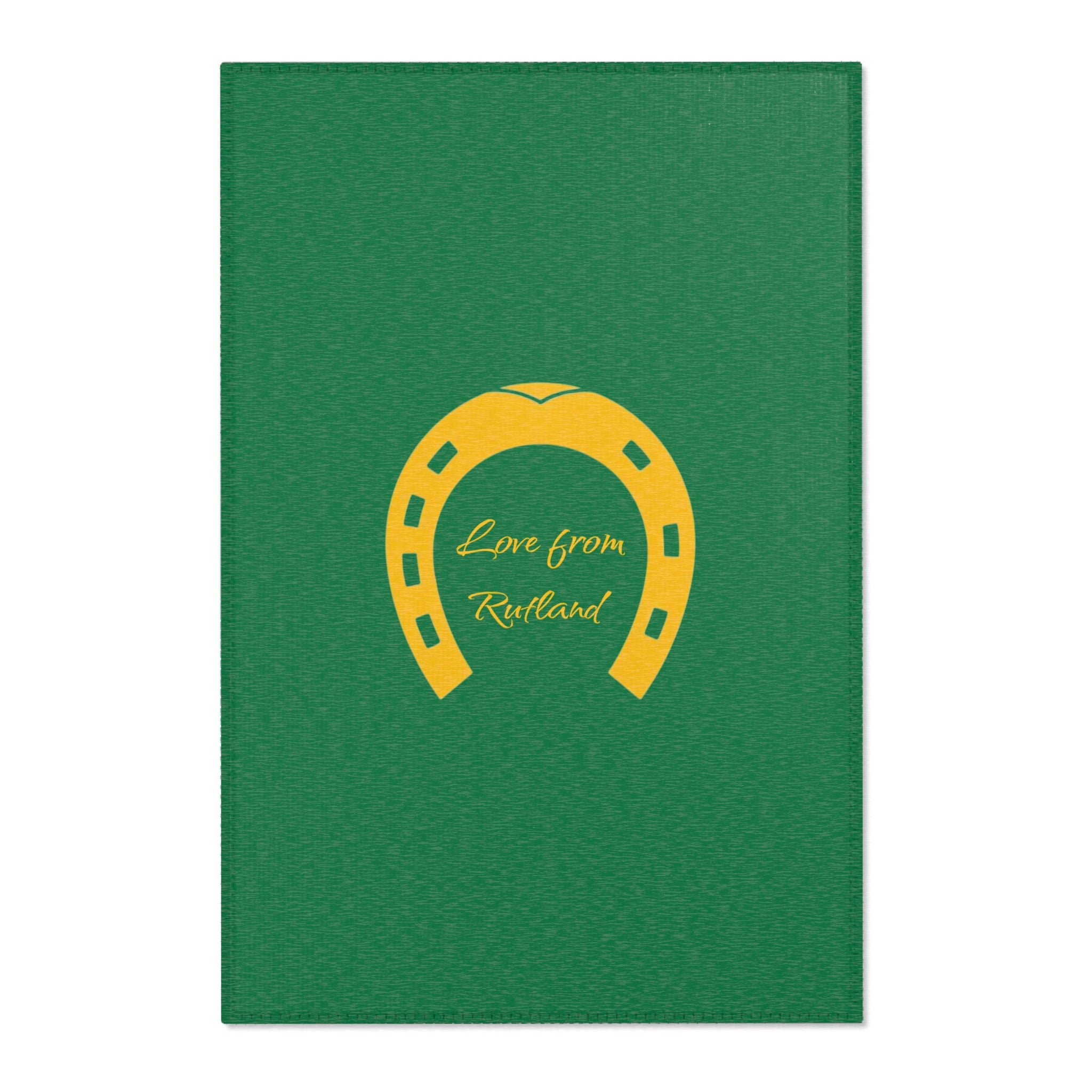 Classic Logo Area Rug - 'Love from Rutland' Accent Rug (Green & Gold)